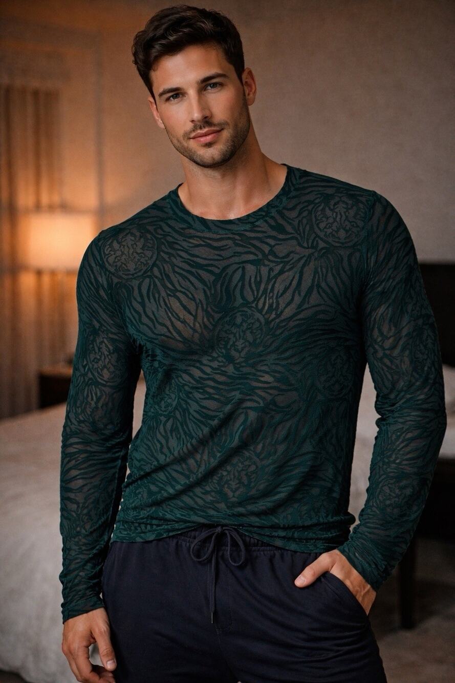 Savage X Fenty Ringmaster LS Sleep Top w/Mesh Size XL Unisex Sleepwear